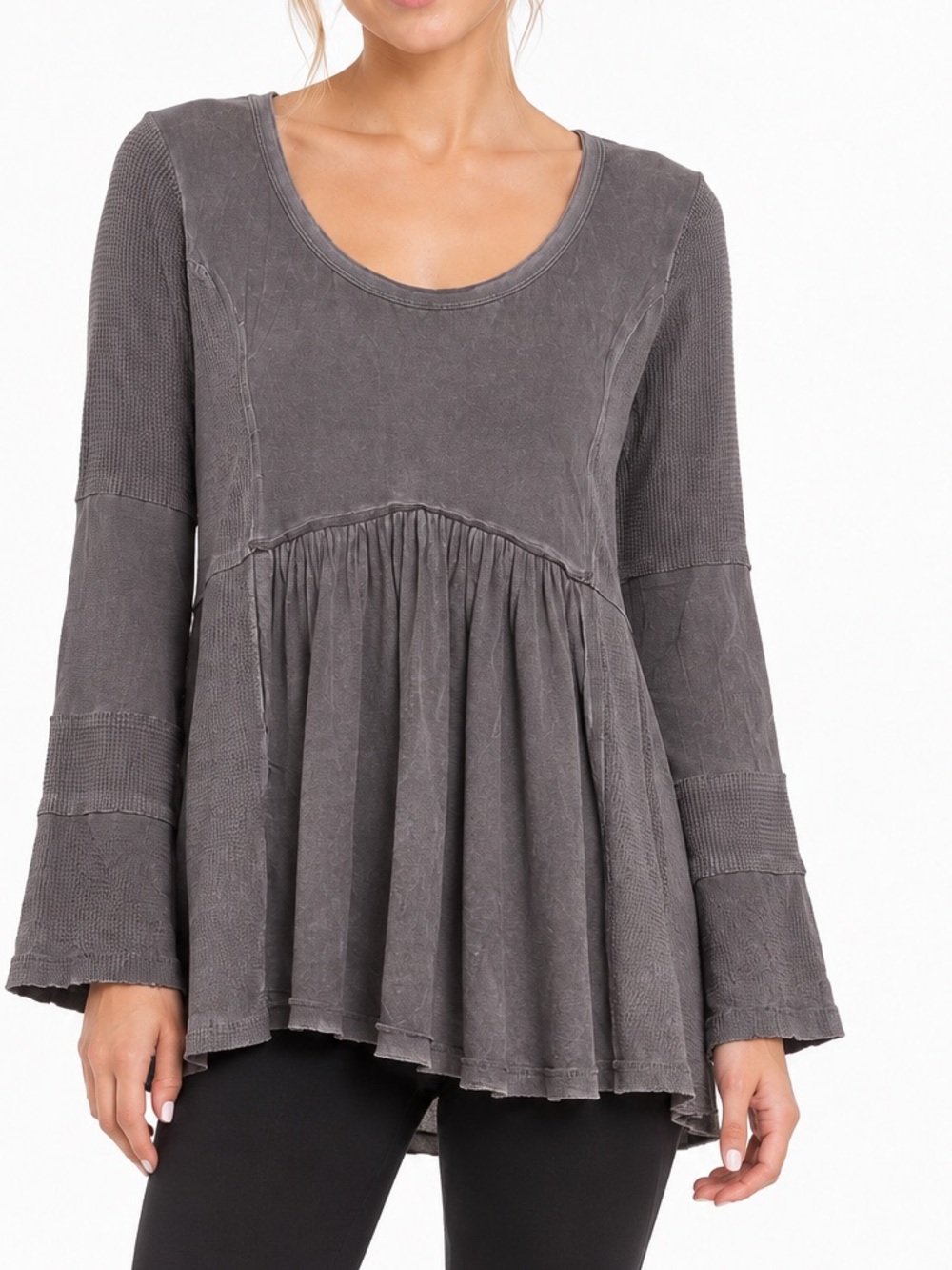 POL Washed Black Thermal Babydoll
